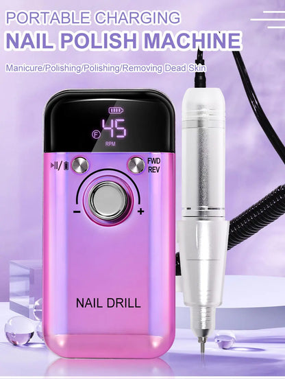 45000RPM Electric Nail Drill – Professional Rechargeable Nail File for Gel Nails, Portable Manicure Tool