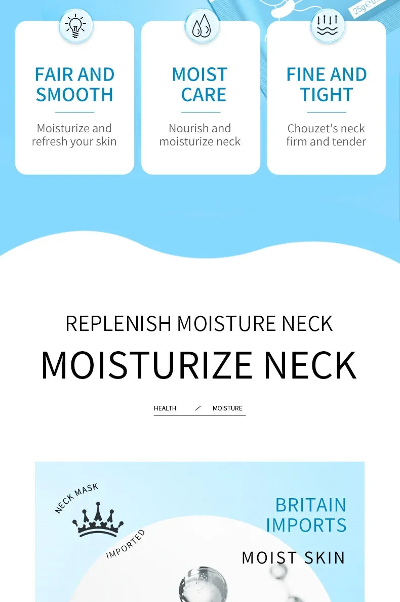 10pcs SADOER Hyaluronic Acid Neck Masks – Collagen Firming & Moisturizing Skincare for Neck
