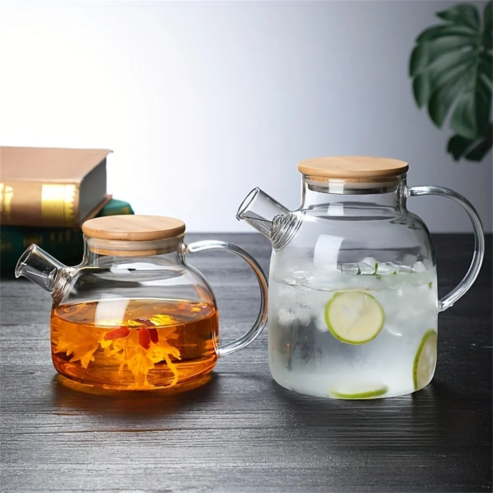 Large Capacity Heat-Resistant Glass Teapot Kettle for Hot & Iced Tea – 1L/1.8L