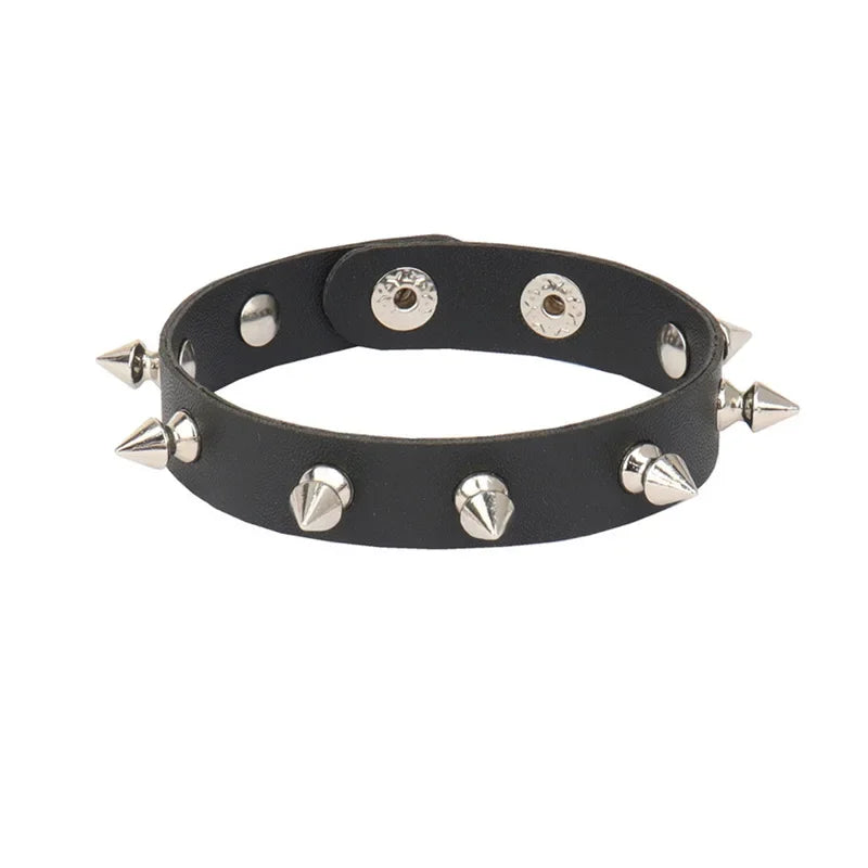 Punk Rock Hip Hop PU Leather Bracelet – Unisex Skull, Pentagram & Rivet Chain Bracelet, Trendy Party Jewelry Accessory