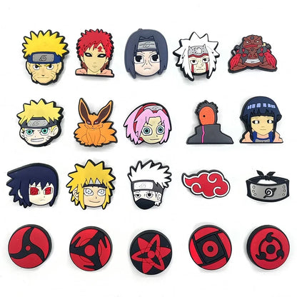 20Pcs Naruto Anime Shoe Charms – Kawaii PVC Badges for Sandals, DIY Accessories & Kids Christmas Gift