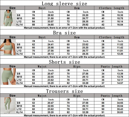 3PCS Women’s Yoga & Workout Set – Long Sleeve Zipper Top with High Waist Leggings Fitness Sportswear