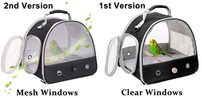 Portable Clear Bird Parrot Transport Cage - Breathable Bird Carrier Travel Bag with Small Pet Access Window, Collapsible Outdoor Bag