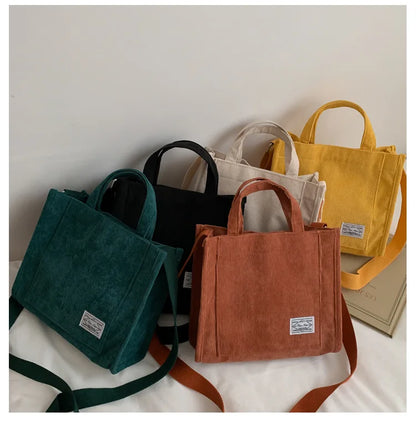 Rilibegan Shoulder Bag for Women - New Style Simple Corduroy, Large Capacity, Small Square Handbag, Trendy and Portable