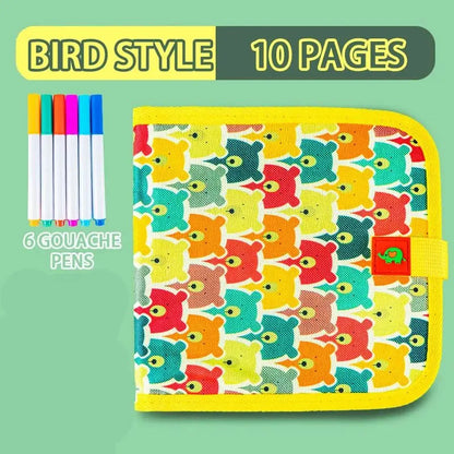 Erasable Doodle Book for Kids – Reusable Drawing Pad with 12 Watercolor Pens, Preschool Painting & Writing Set
