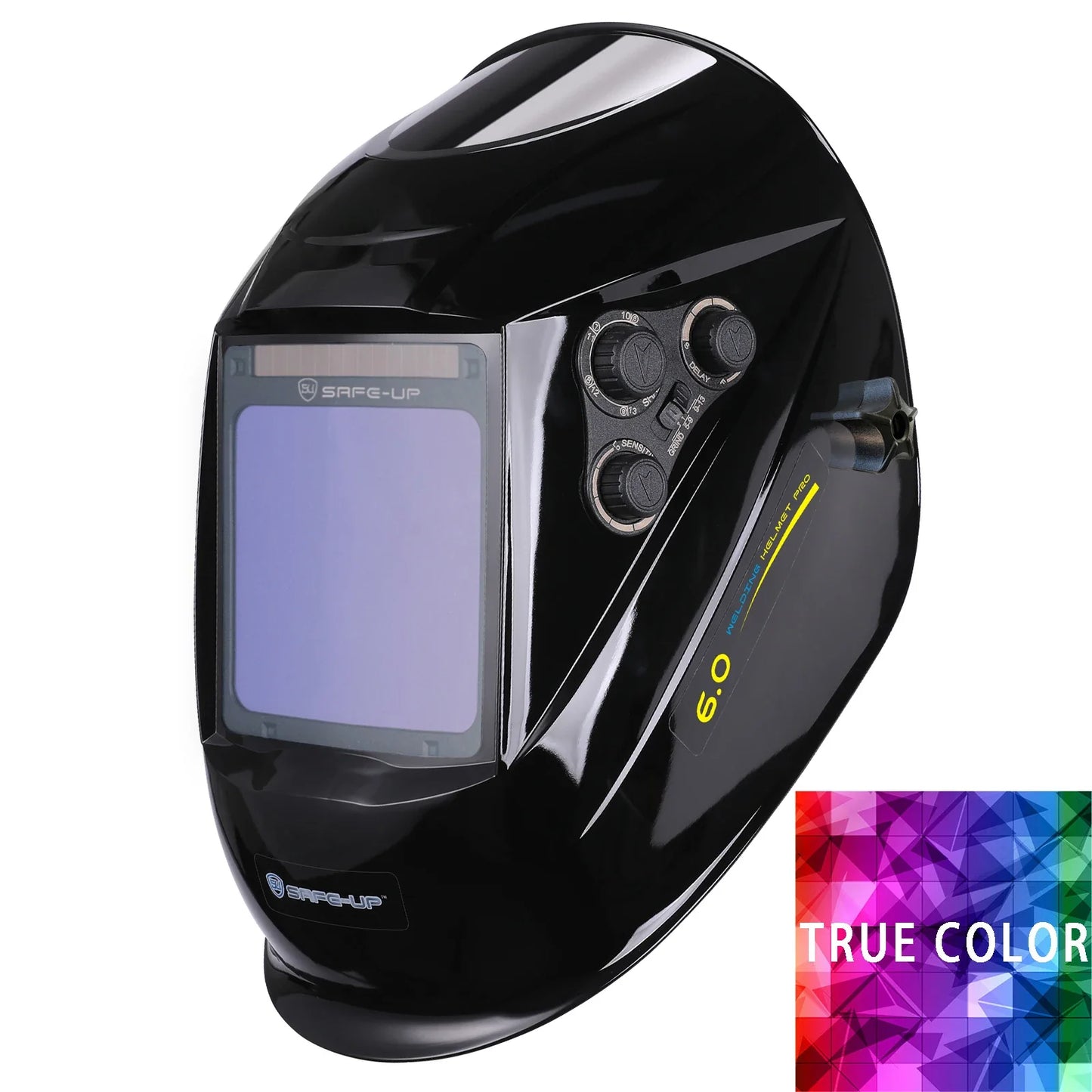 Auto Darkening Welding Helmet – TRUE Color 1/1/1/1 Large View 100x97mm with 4 Sensors for MIG/MAG/MMA