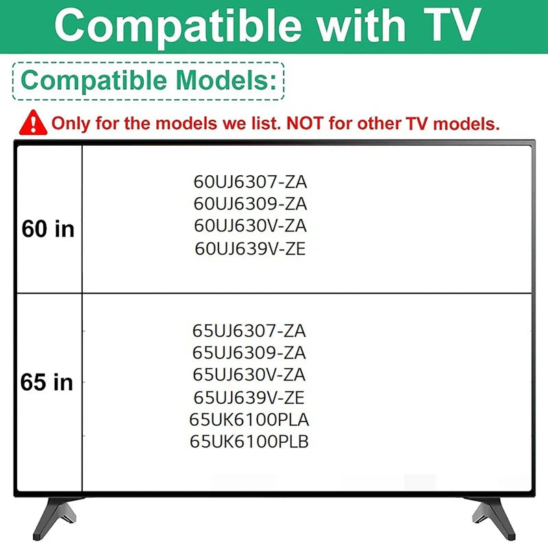 Replacement TV Stand for LG 60–65 Inch TVs – Compatible with 60UJ6307, 60UJ6309, 65UJ6307, 65UJ6309 Models, Includes Screws