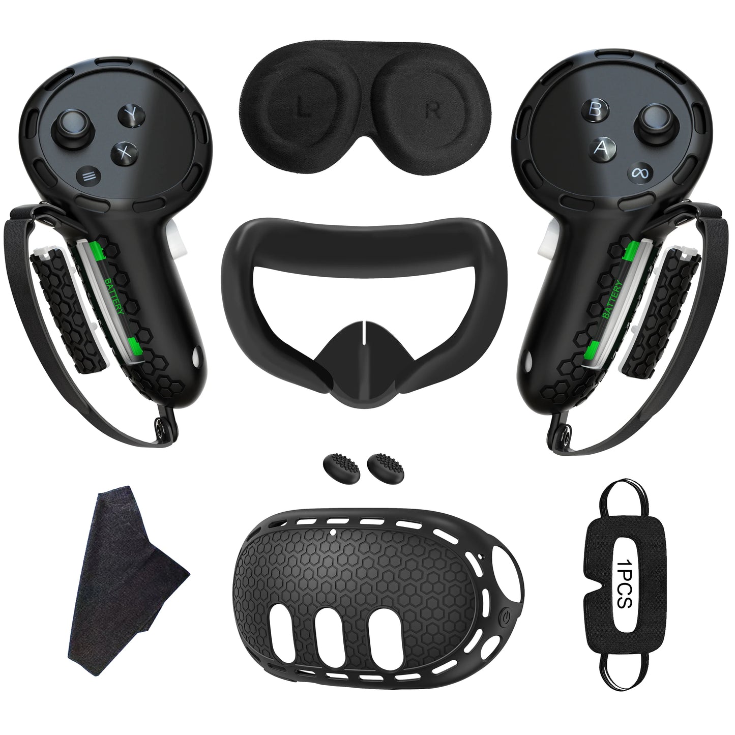 10-in-1 Soft Silicone Controller Case for Meta Quest 3/3S – Headset Grip Protector with Battery Cover, VR Accessory