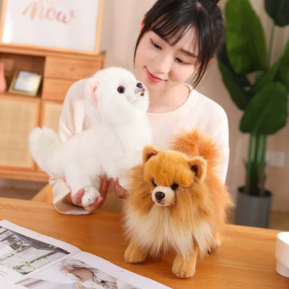 Realistic Pomeranian Plush Toy - Cute Soft Stuffed Puppy for Kids, Girls, Xmas Gifts & Home Decor