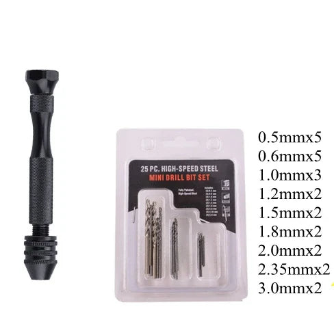 Mini Aluminum Hand Drill with Keyless Chuck – HSS Steel Twist Drill Bit for Woodworking & Manual Drilling