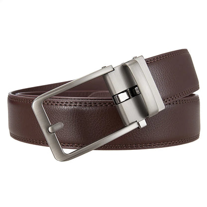 Genuine Leather Men's Click Belt – Luxury Designer Automatic Buckle for Jeans, High-Quality Waist Strap