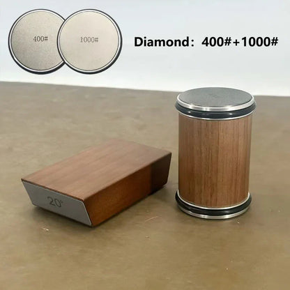 Rolling Knife Sharpener & Magnetic Holder – Diamond Sharpening Stone Kit with 15° and 20° Angle Rollers for Kitchen