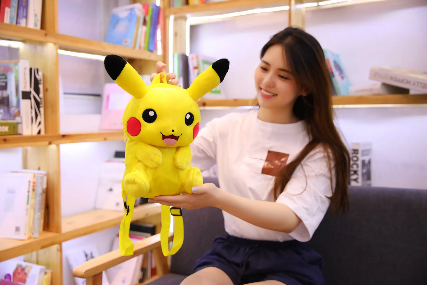 Pikachu Plush Backpack — Pokémon Peluche Stuffed Toy Schoolbag, Cute Cartoon Gift for Kids