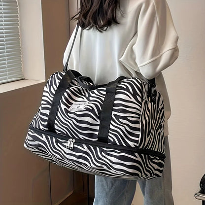 Women’s Carry-On Travel Bag – Spacious Animal Print Nylon Gym & Sports Bag, Large Capacity Weekend Overnight Bag