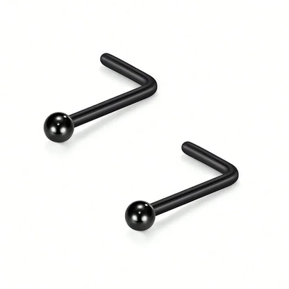 20G Stainless Steel L-Shaped Nose Stud Ring – 2mm Ball Twister Screw Nose Piercing Jewelry for Women & Men Stylish Body Accessory