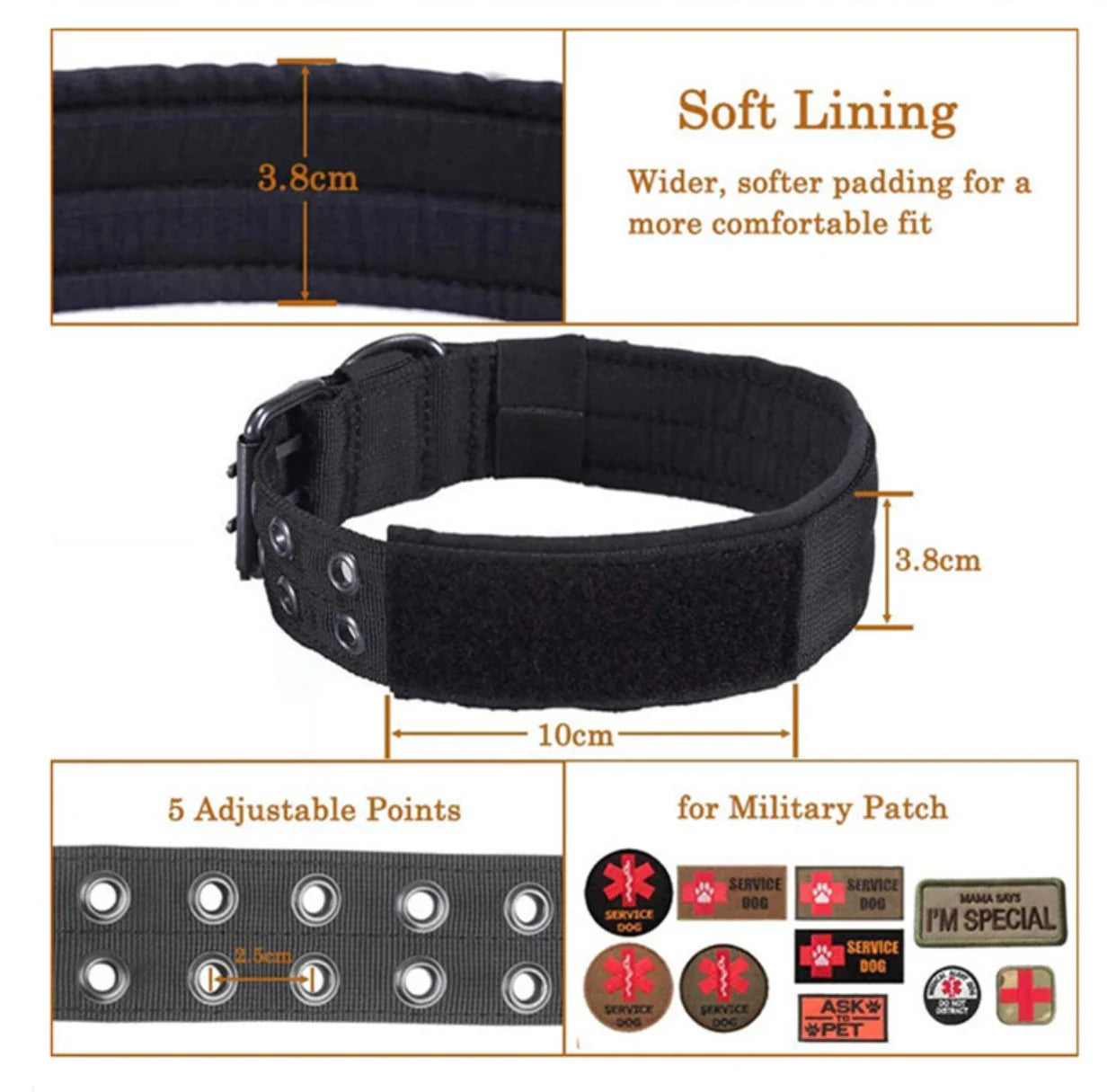 Adjustable Reflective Nylon Dog Collar – Heavy Duty Tactical Training Collar for German Shepherds