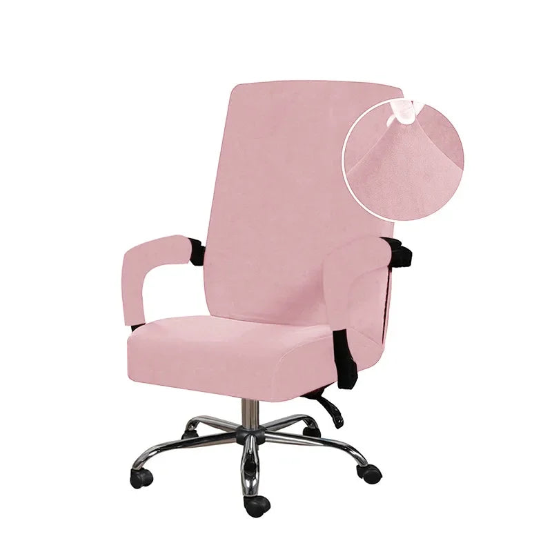 Velvet Office Chair Cover - Black Armchair Protector with Armrest & Gaming Chair Fit