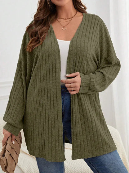 GIBSIE Plus Size Women's Autumn & Winter Solid Color Loose Cardigan – Casual Long-Sleeved Open Front Knitted Coat 2024
