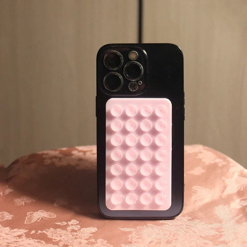 Silicone Suction Cup Phone Case Mount - Double-Sided Hands-Free Strong Holder for iPhone & Android Car Mirror Kitchen Bathroom Use