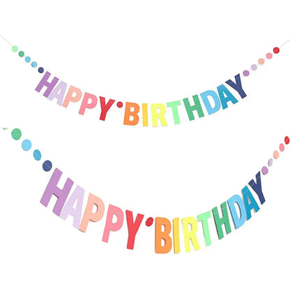 Rainbow Happy Birthday Banner – Paper Garland Kids 1st Birthday Party Hanging Flags, Rainbow Theme Decorations