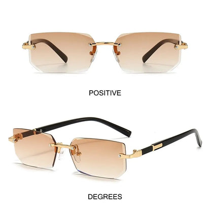 Rimless Rectangle Sunglasses – Fashion Small Square Shades for Men & Women, Summer Travel Eyewear