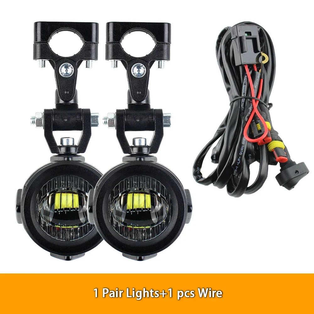 40W Motorcycle Auxiliary Fog Lights - Upgrade 6000K Bright LED Driving Lamps for BMW R1200GS F800GS F700GS F650 K1600