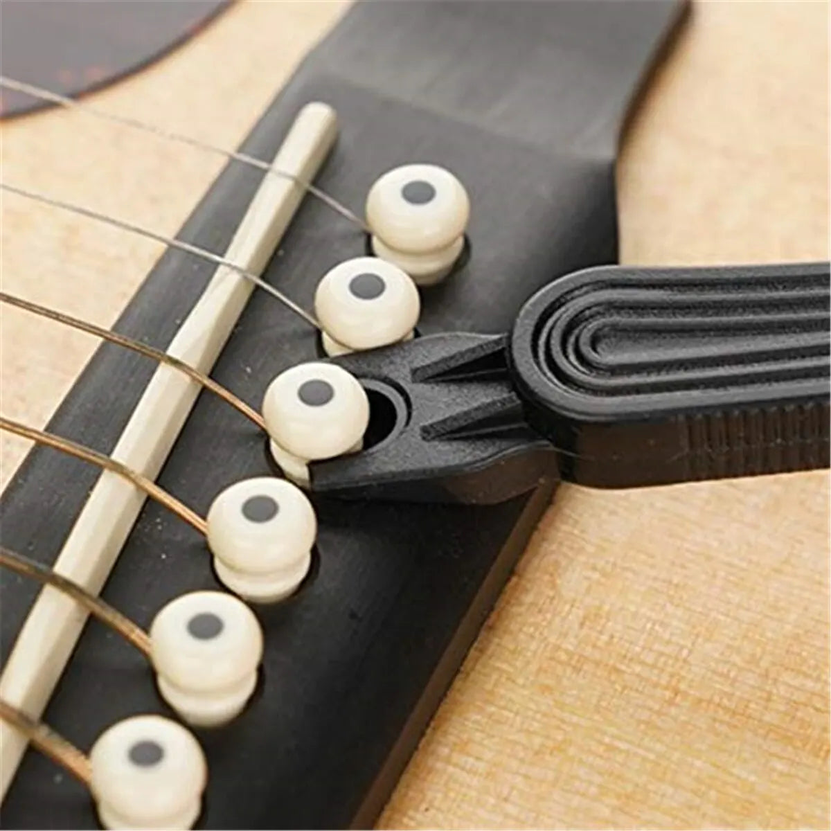3-in-1 Guitar Repair Tool: String Winder, String Cutter, Bridge Pin Puller - Black Guitar Peg Winder