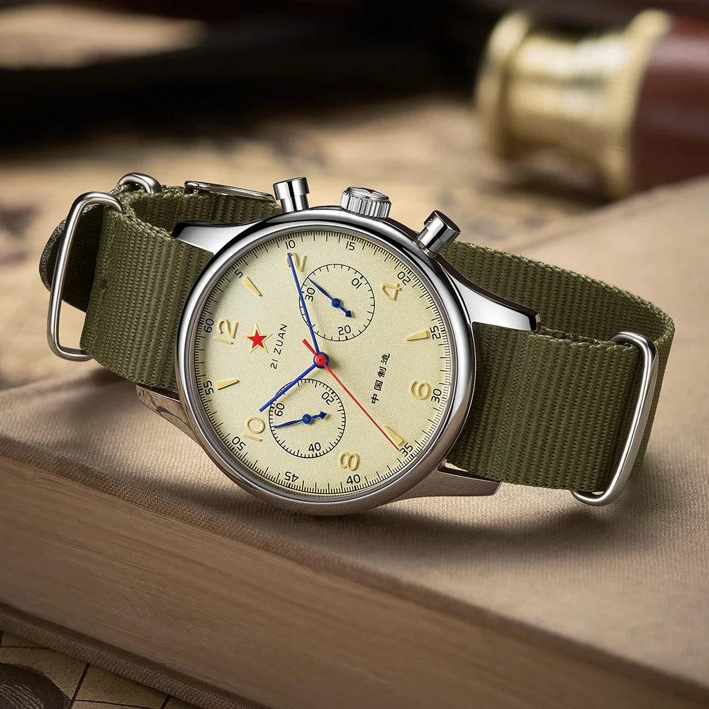40mm 1963 Pilot Aviation Mechanical Chronograph — Original Seagull ST1901 Movement Men's Sapphire Vintage Watch