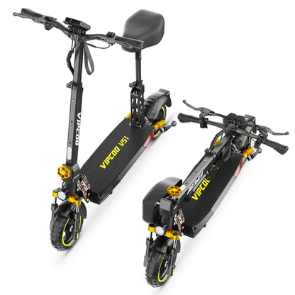 VIPCOO VS1 Electric Scooter – 700W Motor, 48V 13AH Battery, Portable Folding with 10” Off-Road Air Tires