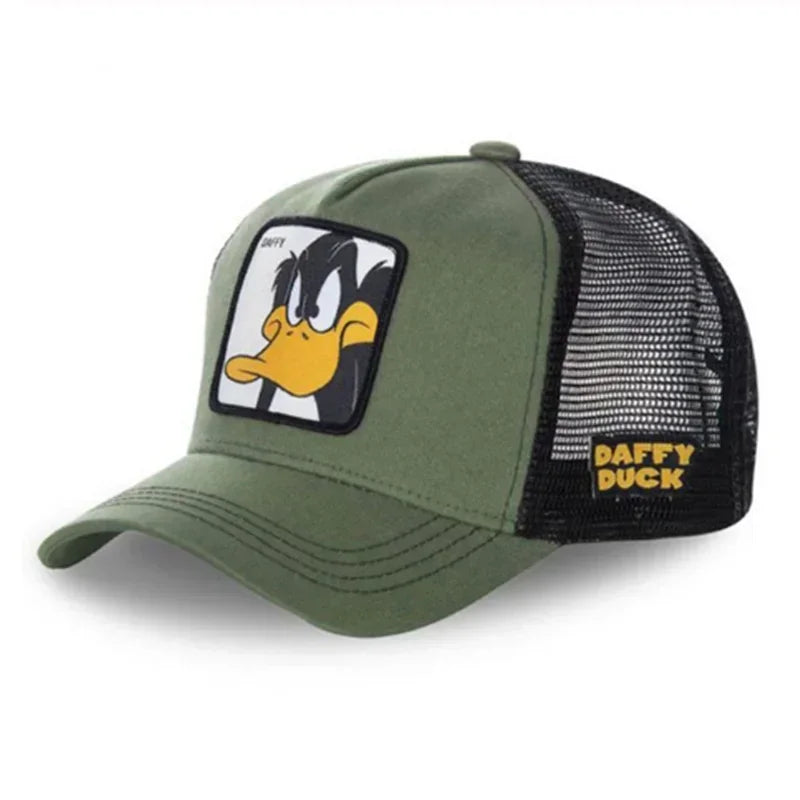 Anime Cartoon Snapback Cap - Cotton Mesh Trucker Hat for Men & Women Hip Hop Dad Style