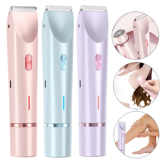 Women’s 2-in-1 Electric Razor – Dual-Head Painless Wet & Dry Bikini Trimmer with Detachable Head Shaver