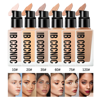 Flawless All-Day Waterproof Concealer & Foundation – 6-Color Full Coverage Moisturizing Makeup for Women