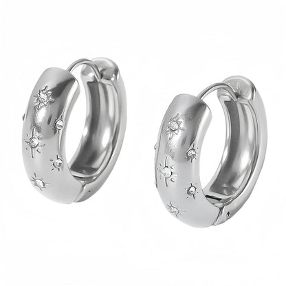 UHBINYCA Classic Zircon Inlaid Hoop Earrings — 18K Gold-Plated Stainless Steel, Elegant Jewelry for Women