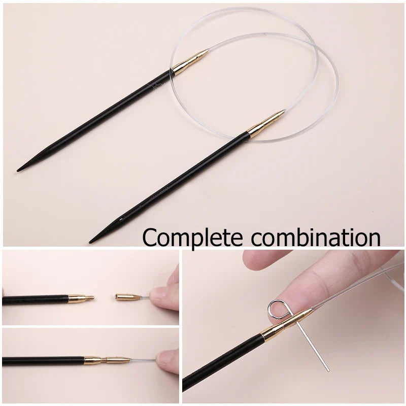 Sandalwood Handle Circular Knitting Needles — Double-Pointed Weaving Needles for DIY Sweaters, Hats & Crafts