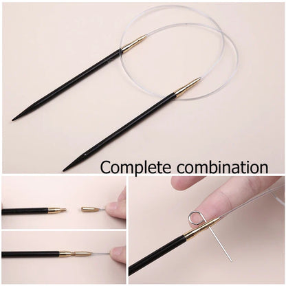 Sandalwood Handle Circular Knitting Needles — Double-Pointed Weaving Needles for DIY Sweaters, Hats & Crafts