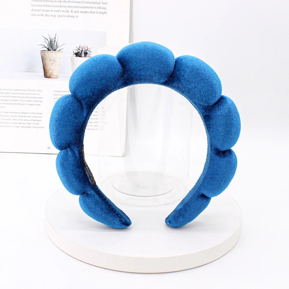 Velvet Sponge Spa Headband – Wide Padded Makeup & Face Washing Hairband for Skincare, Shower & Beauty Routine for Women & Girls