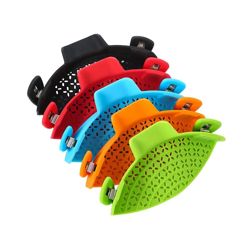 Universal Silicone Clip-on Pot Strainer – Your Anti-Spill Solution for Easy Pasta, Rice, and Fruit Straining in the Kitchen!