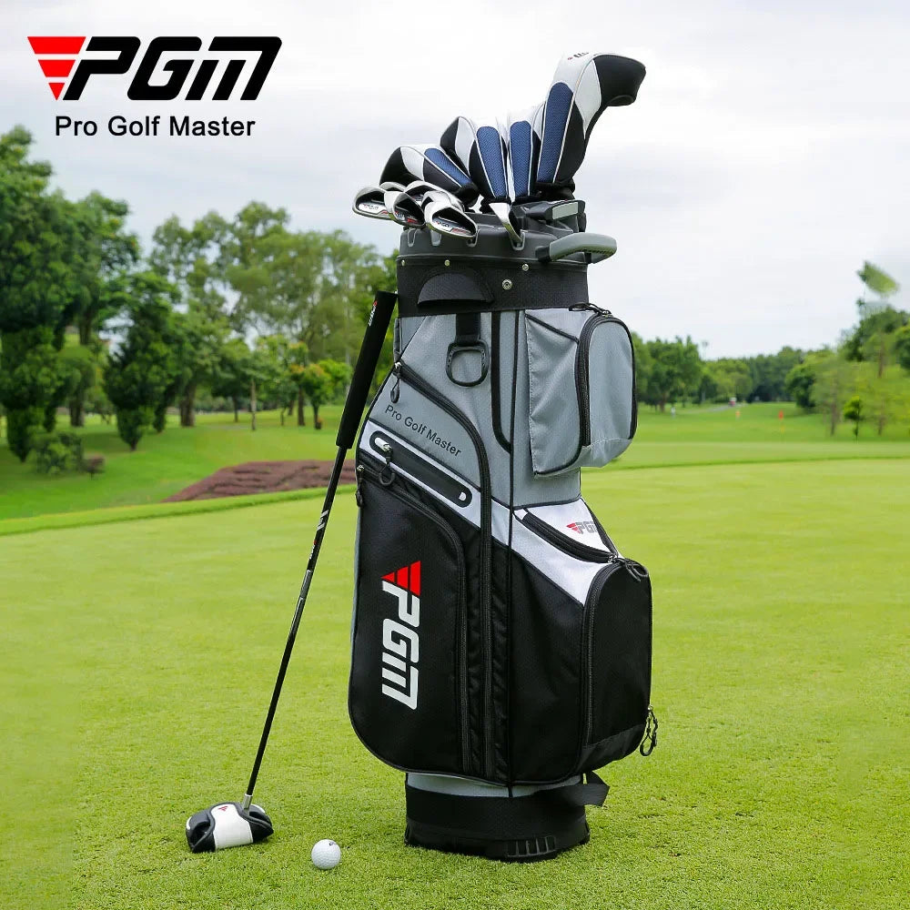 PGM Stand-Up Golf Bag – Waterproof 14-Way Divider Cart Bag with Anti-Collision Frame & Insulated Pocket for Men & Women