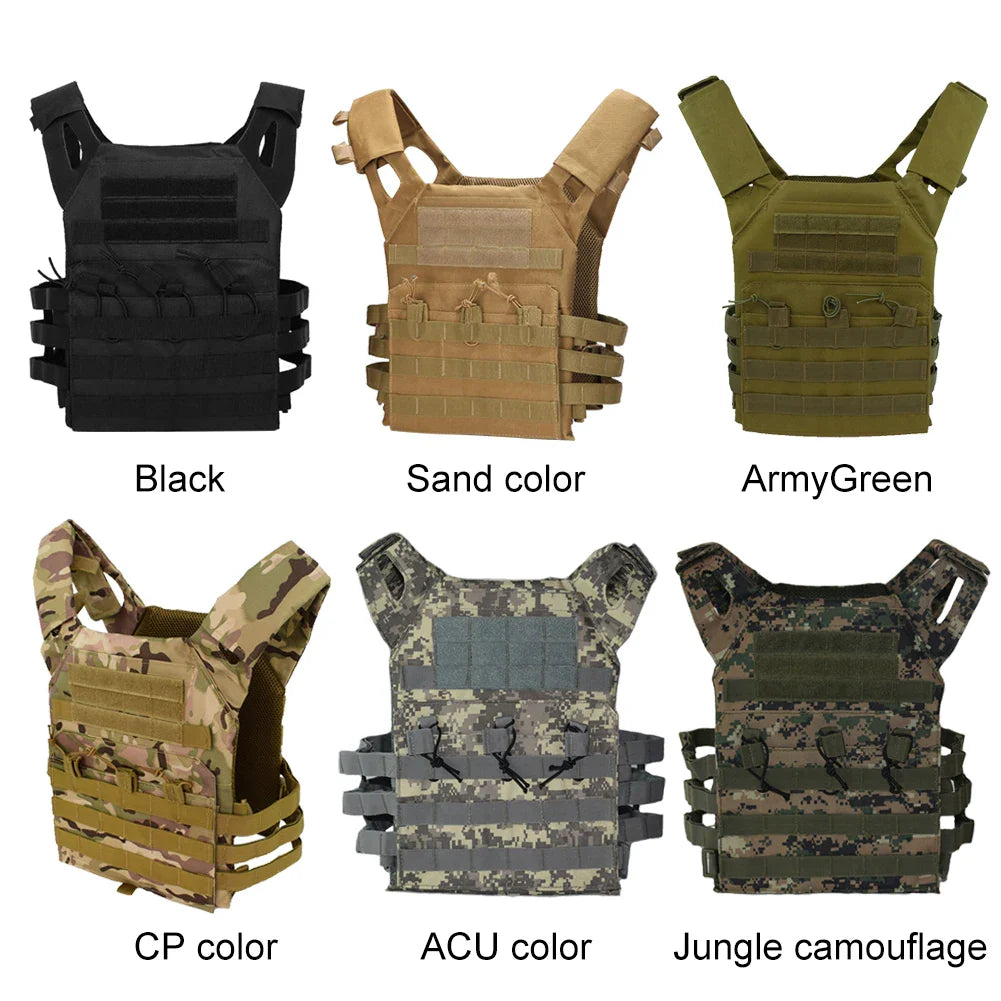 Tactical Vest Waterproof Body Armor - Lightweight JPC Molle Plate Carrier, Outdoor Hunting and Security Gear for CS Game and Jungle Use