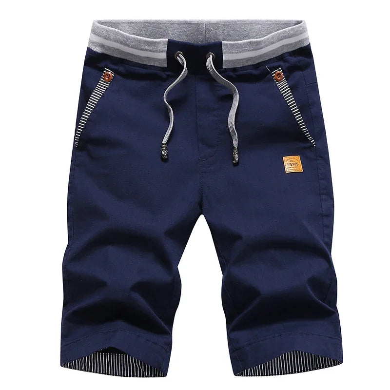 Men’s 2024 Summer Cotton Shorts – Casual Boardshorts with Drawstring Elastic Waist Beach Bermuda