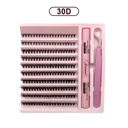 DIY Eyelash Extension Kit — 200 PCS Cluster Lashes with Lash Bond, Seal & Glue Accessories for Makeup Application
