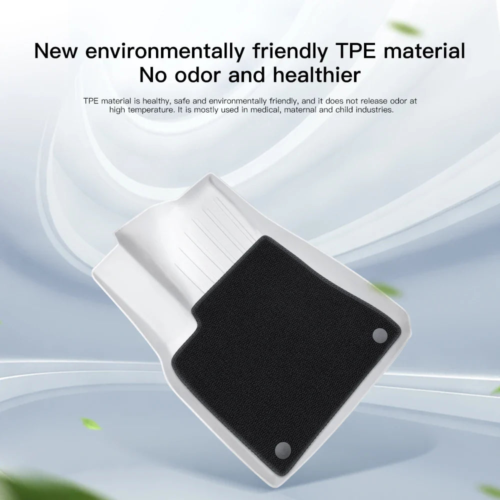 YZ TPE White Foot Pad — Fully-Surrounded Floor Liner for Tesla Model 3 & Model Y (2021–2025) | Waterproof, Non-Slip