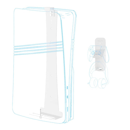 Steel Wall Mount Bracket for PS5 Slim – Stable Metal Wall Stand with Controller & Headphone Holder P5227