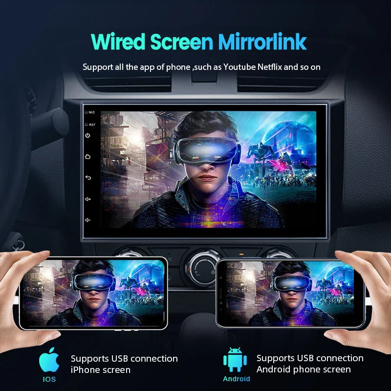 CarlinKit USB Wireless CarPlay Dongle - AI Box with Wired Android Auto, Mirrorlink Car Multimedia Player, Bluetooth Auto Connect