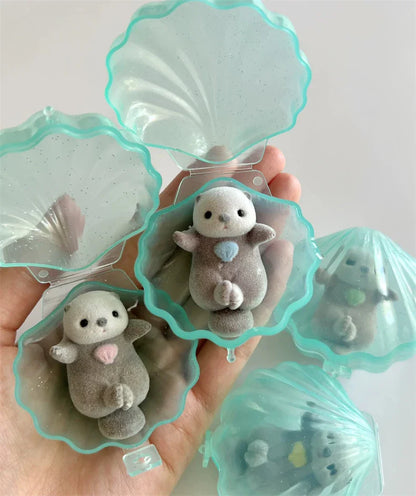 Genuine YELL Gashapon Capsule Toy – Kawaii Flocking Otter Figures for Kids, Desk & Collectible Decor