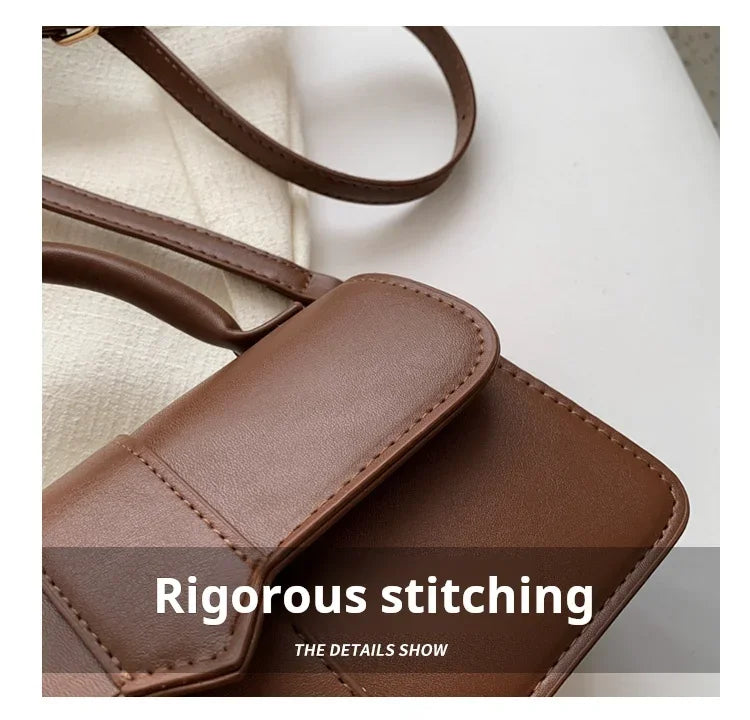 PU Leather Shoulder Bag for Women – Fashion Crossbody Vintage Underarm Square Satchel Handbag (Black)
