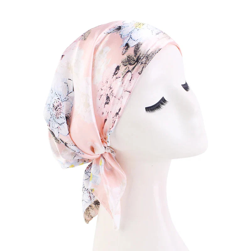 Women’s Satin Pre-Tied Turban – Paisley Pattern Muslim Headband & Chemo Hair Scarf Head Wrap Bandana