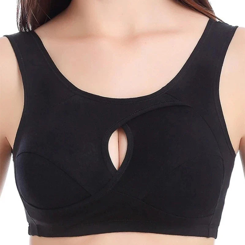 Plus Size Women’s Cotton Bra S-6XL – Sexy Hollow-Out Seamless Bralette with Removable Pads, Comfortable Gathered Underwear