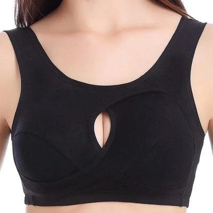 Plus Size Cotton Seamless Bra S–6XL – Breathable Hollow Out Bralette with Removable Pads, Comfortable Women’s Underwear Brassiere