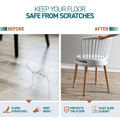 24 Pcs Non-Slip Silicone Chair Leg Floor Protectors with Felt - Furniture Cups for Hardwood Floors, Scratch Protection